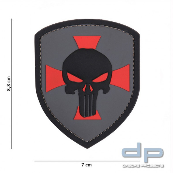 Emblem 3D PVC Schild Punisher Kreuz Grau