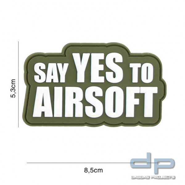 Emblem 3D PVC Say yes to Airsoft grün