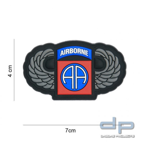 Emblem 3D PVC 82nd Airborne silver wings #8079