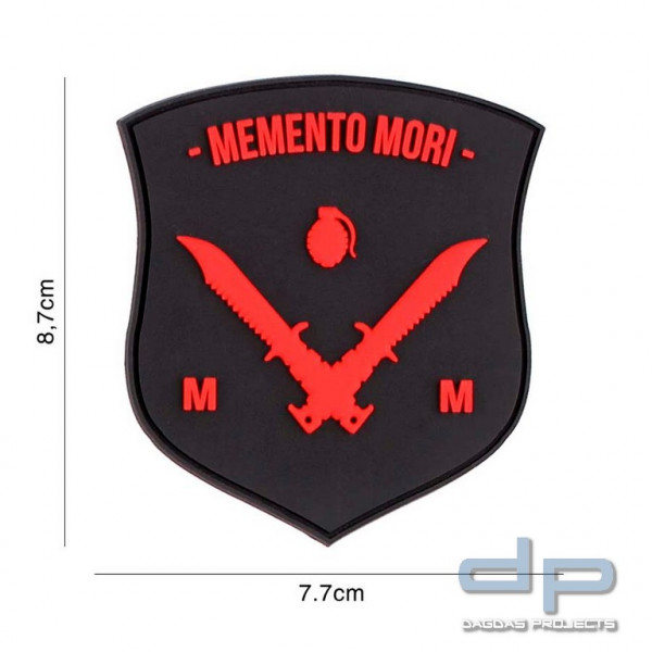 Emblem 3D PVC Memento Mori shield dolch schwarz/rot
