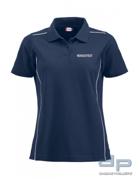 Behörden Polo Piqué Alpena Damen Navy mit Wunschaufdruck in Reflektierend Silber