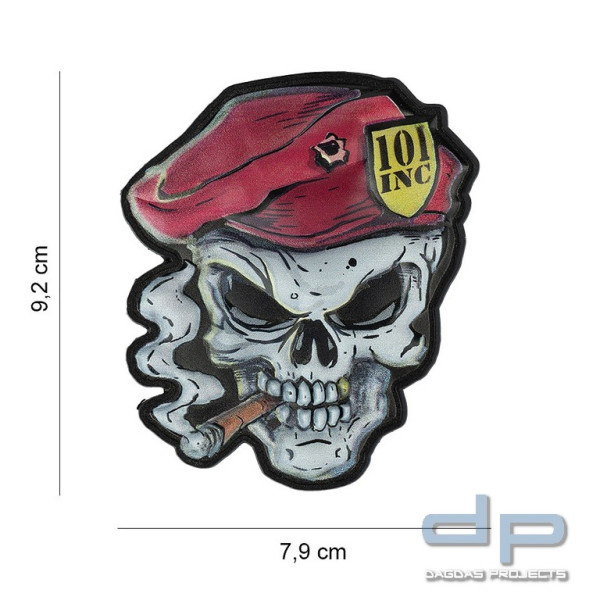 Emblem 3D UV Totenkopf rote Baskenmütze