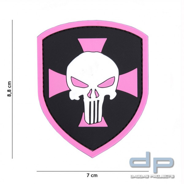 Emblem 3D PVC Schild Punisher Kreuz Rosa