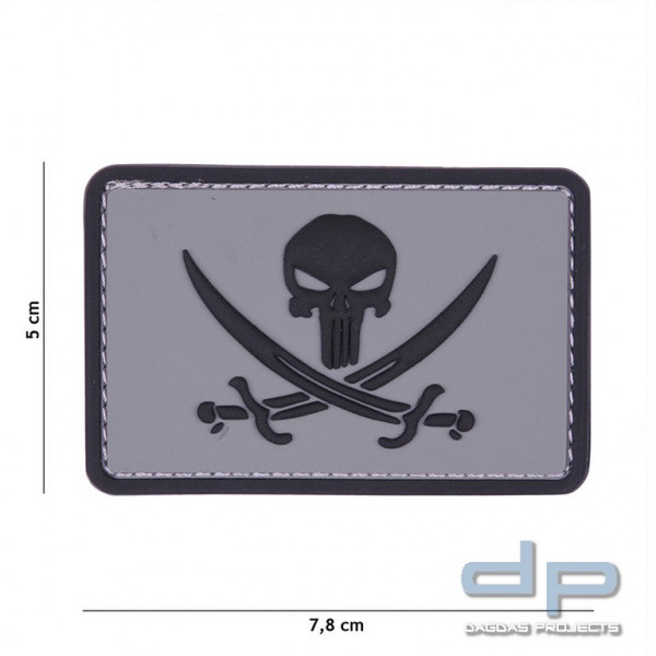 Emblem 3D PVC Punisher Pirate Grau/Schwarz