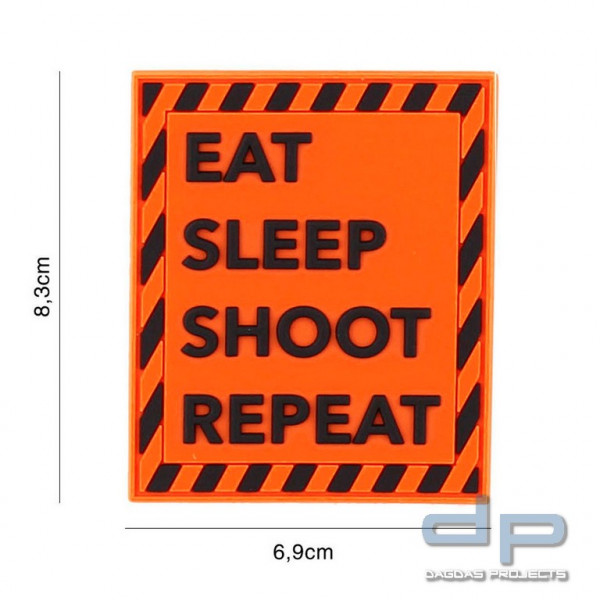 Emblem 3D PVC Eat sleep shoot repeat orange