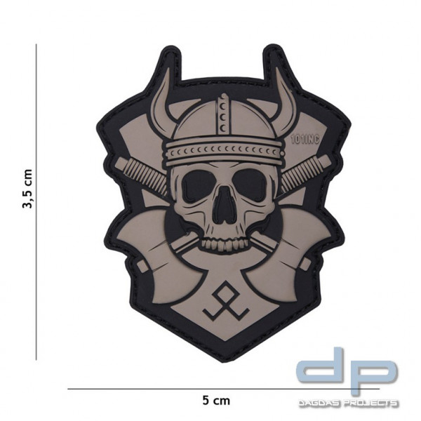 Emblem 3D PVC Viking mit Axt grau