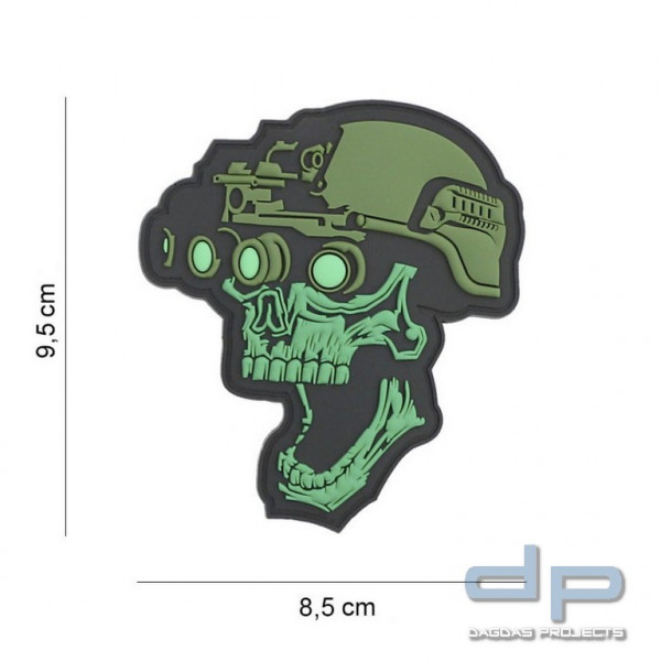 Emblem 3D PVC Night vision skull green #19043