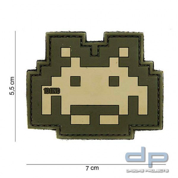Emblem 3D PVC Space Invader beige/grün