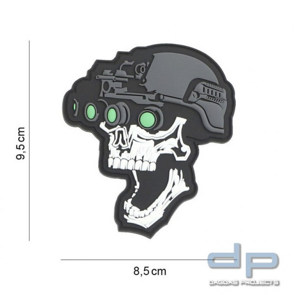 Emblem 3D PVC Night vision skull white #8134