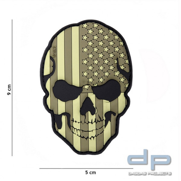 Emblem 3D PVC Skull USA dezent