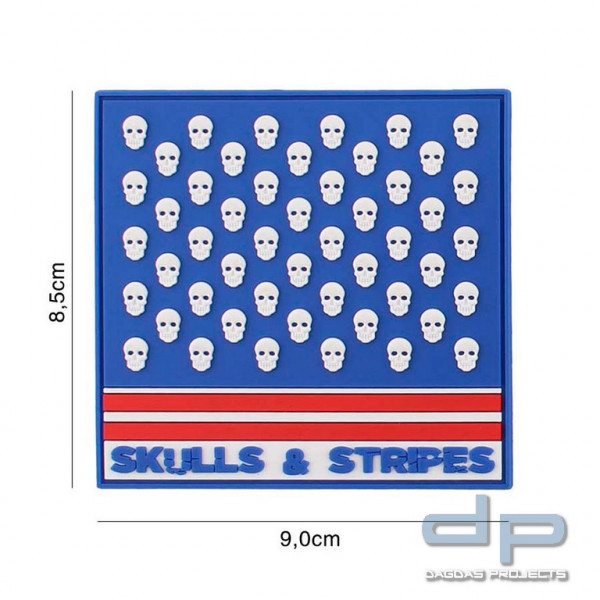 Emblem 3D PVC Skulls &amp; Stripes viereckig