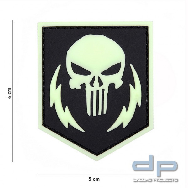Emblem 3D PVC Punisher thunder strokes glow in the dark