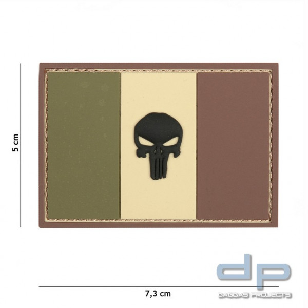 Emblem 3D PVC Punisher Französiche Flagge Woodland