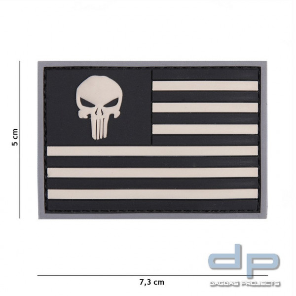 Emblem 3D PVC Punisher USA Flagge Grau/Schwarz