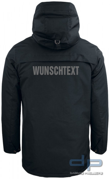 Unisex Behördenparka &quot;Creston&quot; in Schwarz mit Aufdruck nach Wunsch Größe: XL