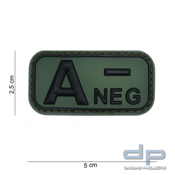 Emblem 3D PVC Blood Type A- Negative grün