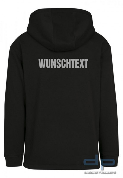 Behörden Sweat Pull Over Hoody in Schwarz Größe: M mit Aufdruck nach Wunsch in reflektierend silber