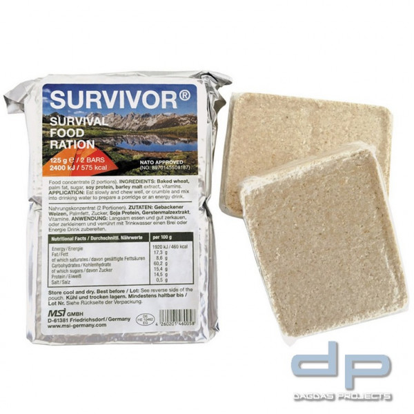 Notverpflegung, SURVIVOR® 125 g, (2 Riegel)