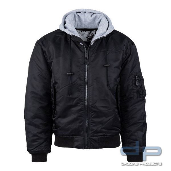 MA-1 Bomberjacke mit Kapuze in Schwarz und Oliv