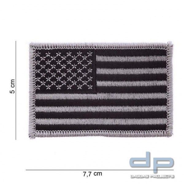 Emblem Stoff Flagge USA silber