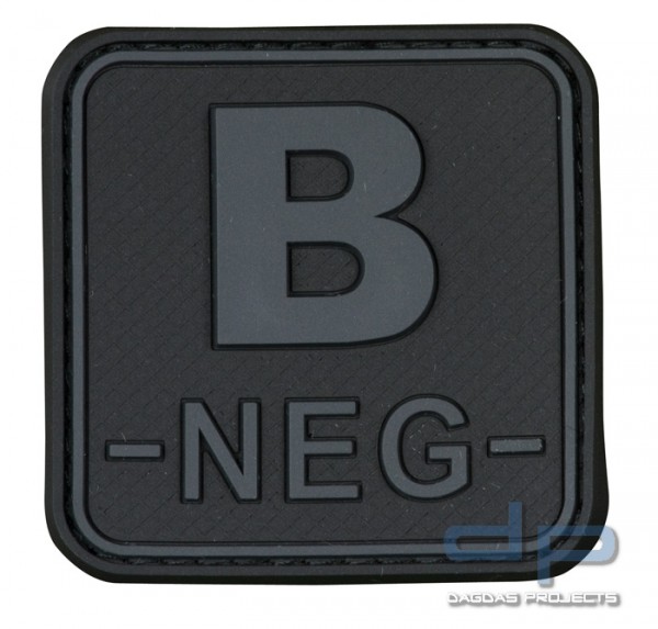 3D Blutgruppenpatch 50x50 Grau/Schwarz B neg -