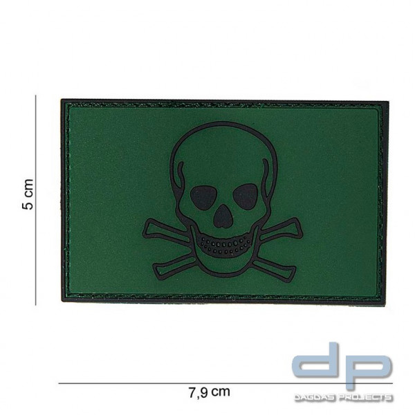 Emblem 3D PVC Skull and Bones grün