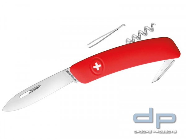 SWIZA Schweizer Messer D01, Stahl 440, Klingensperre, rote Anti-Rutsch-Griffschalen, 6 Funktionen