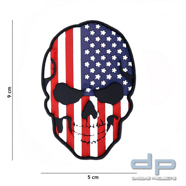 Emblem 3D PVC Skull USA