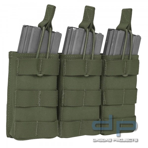 WARRIOR A.S. TRIPLE MOLLE OPEN 5.56MM MAG POUCH; FARBE: DUNKELOLIV