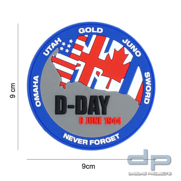 Emblem 3D PVC D-Day Never forget blue