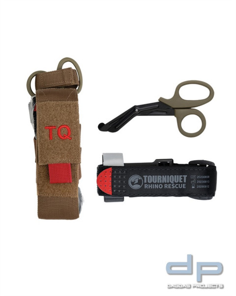 RHINO RESCUE TOURNIQUET W/POUCH &amp; SCISSORS DARK COYOTE