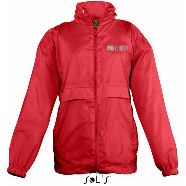 Windbreaker Farbe: Rot Größe: XL mit Wunschtext in reflex silber