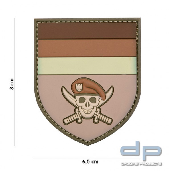 Emblem 3D PVC Deutscher Commando skull braun
