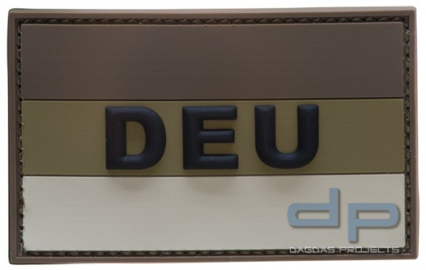 3D Rubber Patch Deutschlandflagge Gross &quot;DEU&quot; desert