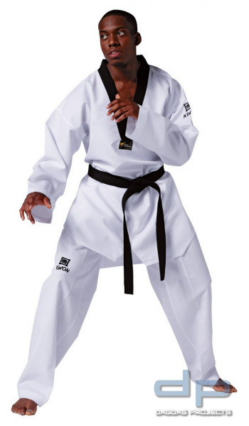 Taekwondo Anzug Revolution WT anerkannt in Weiß mit schwarzem Revers