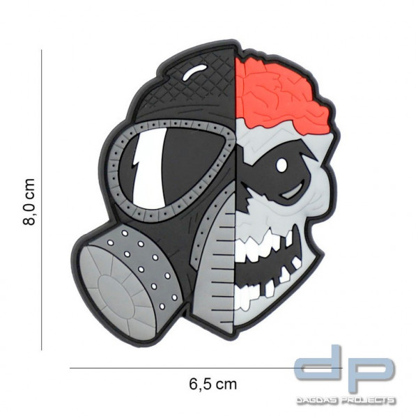 Emblem 3D PVC skull with brains and gasmask