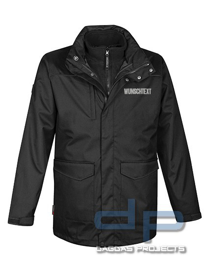 Men´s Vortex HD 3-in-1 System Parka in Schwarz und Navy mit Wunschaufdruck auf Brust und Rücken