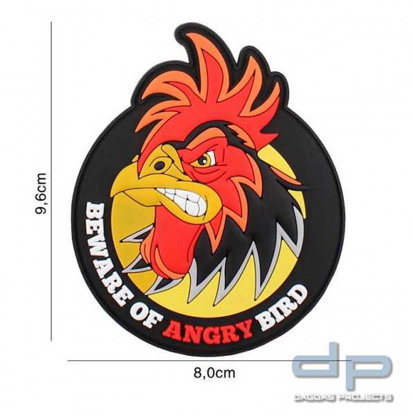 Emblem 3D PVC beware of angry bird rund