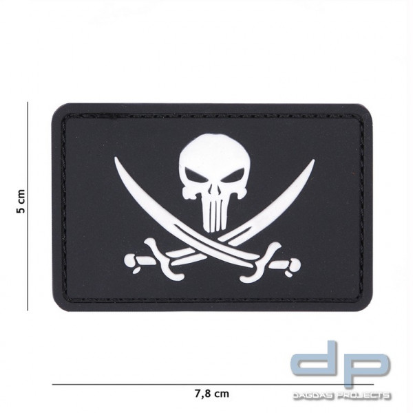 Emblem 3D PVC Punisher Pirate Schwarz